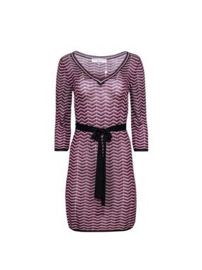 Trina Turk Chevron Belted Sweater Dress with Slip M BNWT